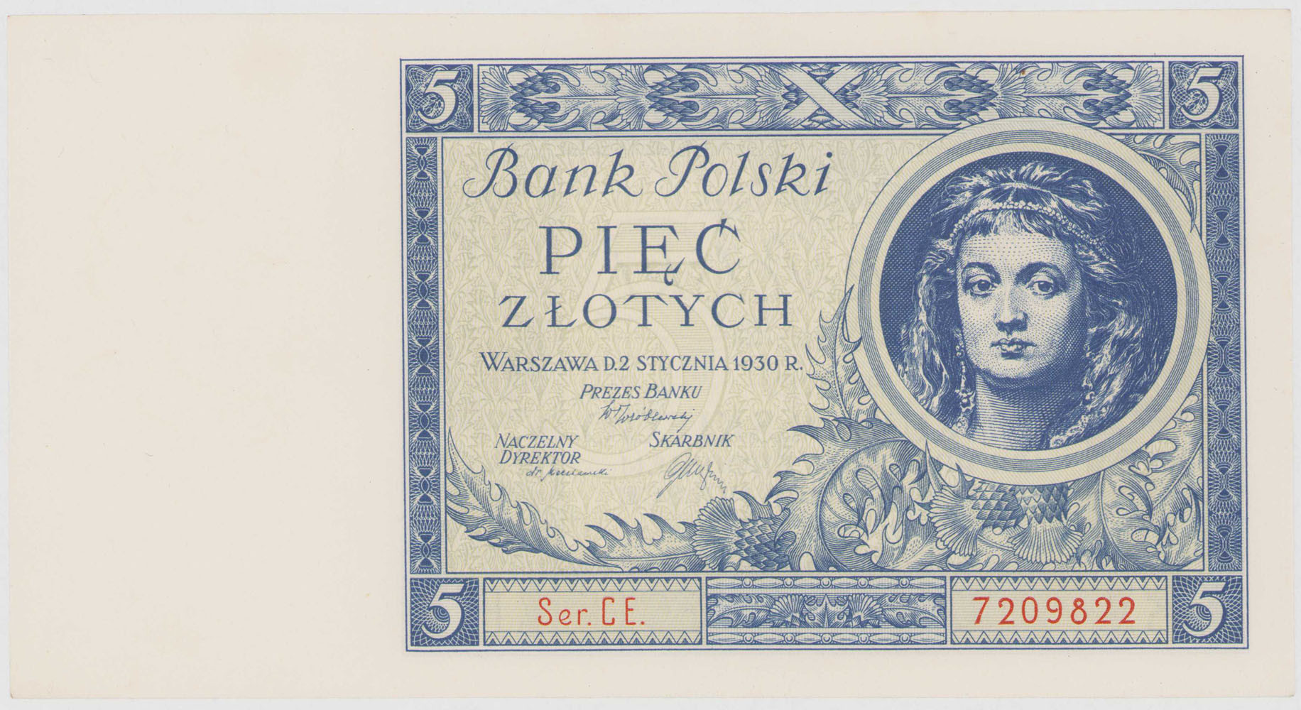 5 złotych 1930 seria CE - PIĘKNE